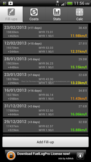 FuelLog for Vios