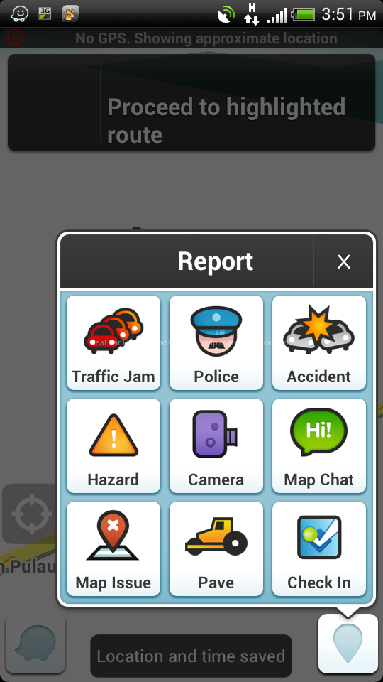 Report from Waze App