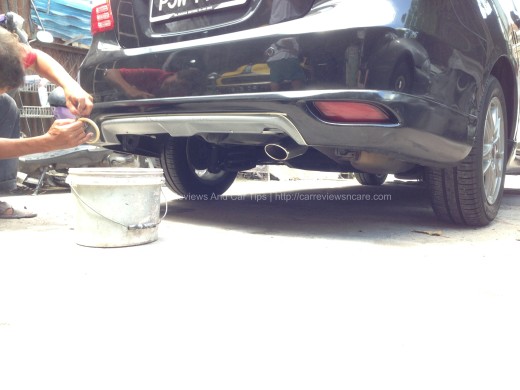 Affix Masking Tape on Rear Bumper Affix Masking Tape on Rear Bumper