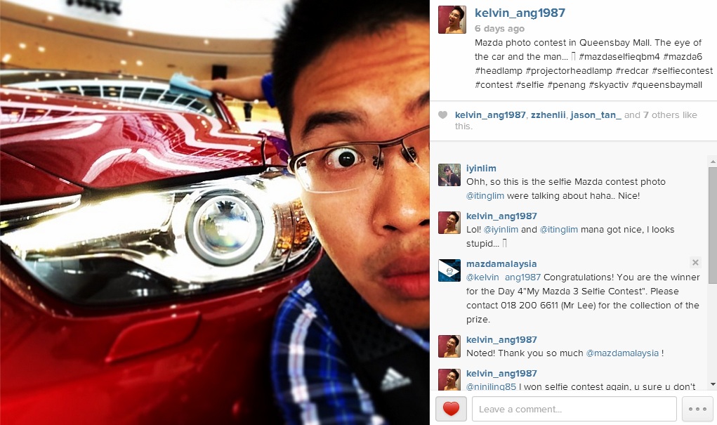Won the Mazda Selfie Contest at Queensbay Mall