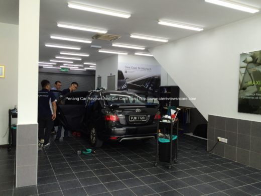 Raytech staffs are installing Raytech Tint Films on Toyota Vios GT Street