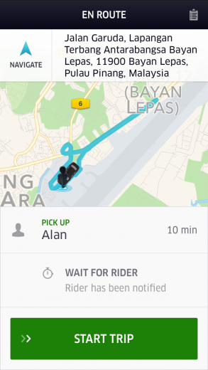 Uber driver picking up passenger