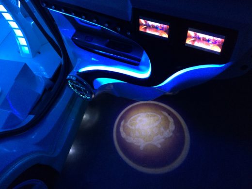 LED projector at the VIP style Perodua Myvi door