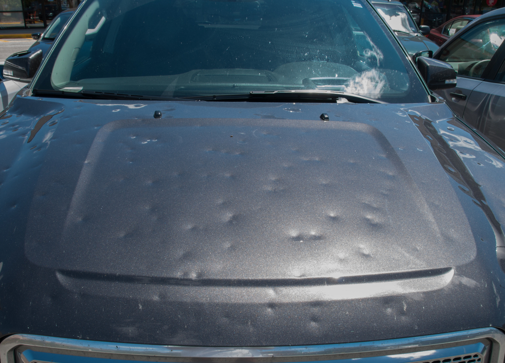 damaged car hood