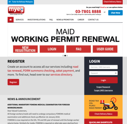 Myeg Web Portal for Road Tax