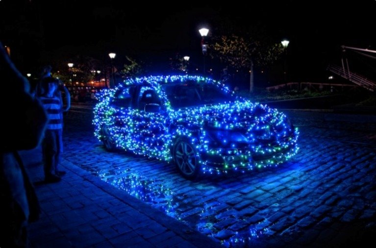 Beautiful Blue Lightning LEDs on car